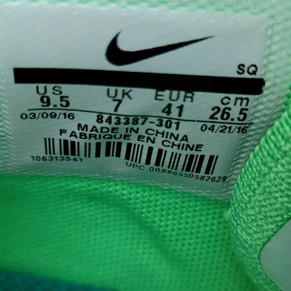 Nike Womens Air Max 1 Ultra Flyknit 843387-301 Green Running Shoes Sneakers - Picture 7 of 7